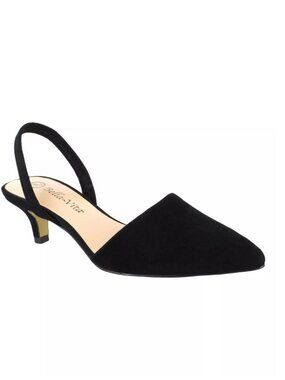 100$ Bella Vita Sarah Pointed Toe Slingback Pumps Heel Women's Size 6.5 Black